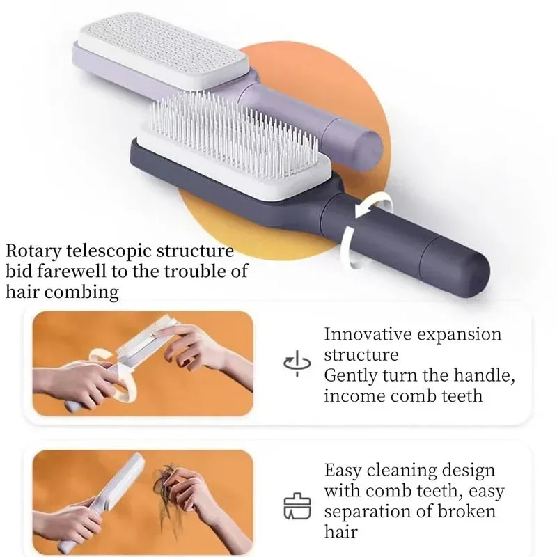 Rotatable Self-Cleaning Hairbrush