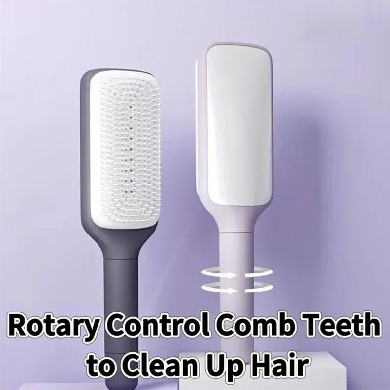 Rotatable Self-Cleaning Hairbrush
