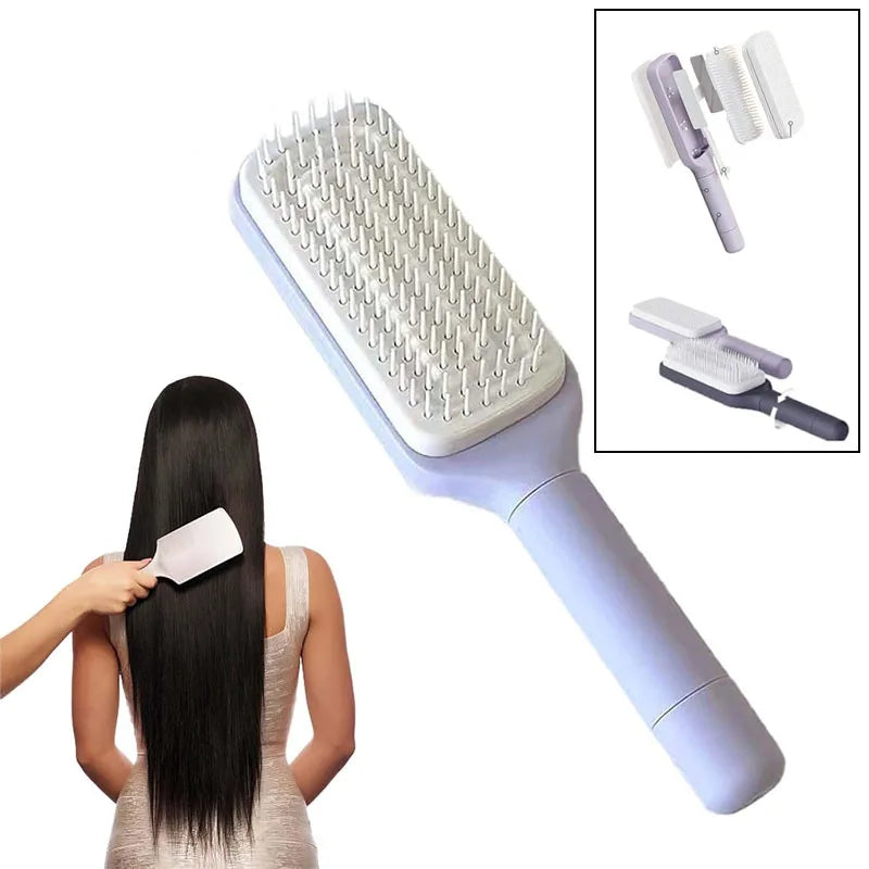 Rotatable Self-Cleaning Hairbrush