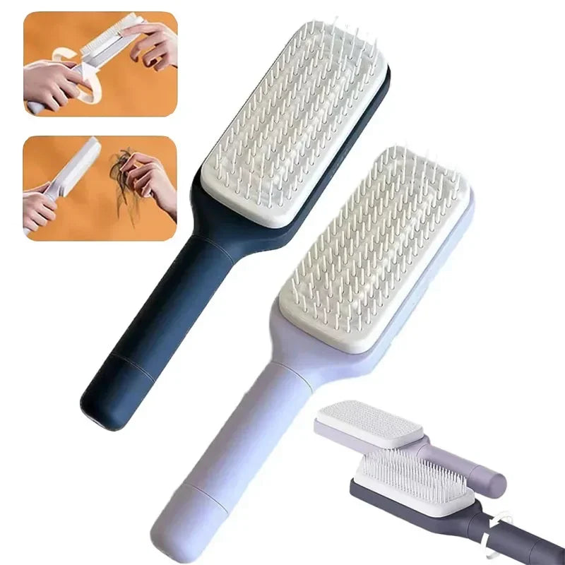 Rotatable Self-Cleaning Hairbrush